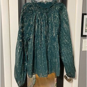 Alice Blue blouse size medium in green and gold.